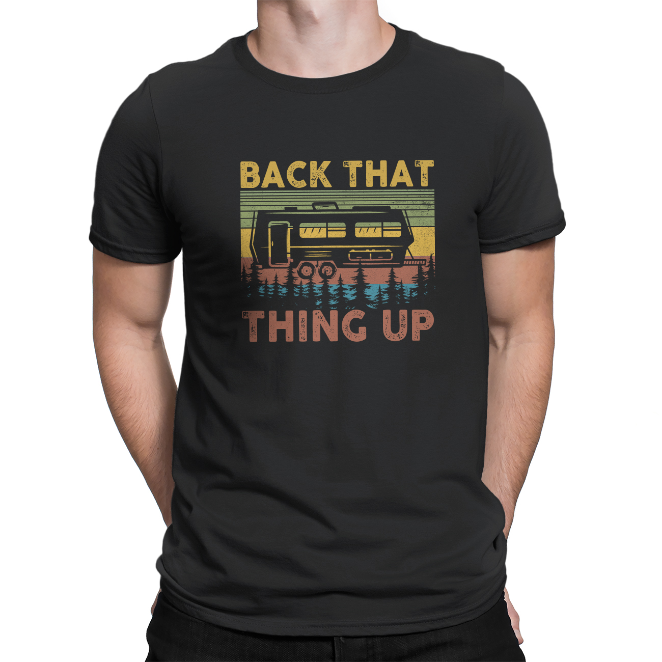 Vintage T-Shirts – Back That Thing Up Funny RV Camping Camper Gift Shirt –  Crew Neck Short Sleeve – HomeWix