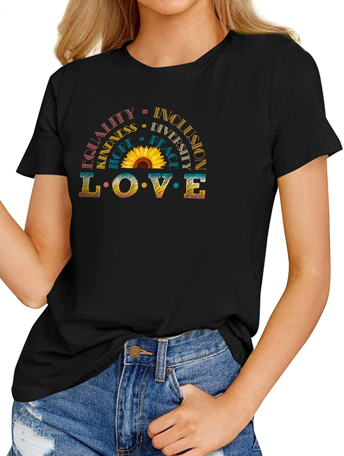 Fashion T-Shirt – Love Equality Inclusion Kindness Diversity Hope Peace ...