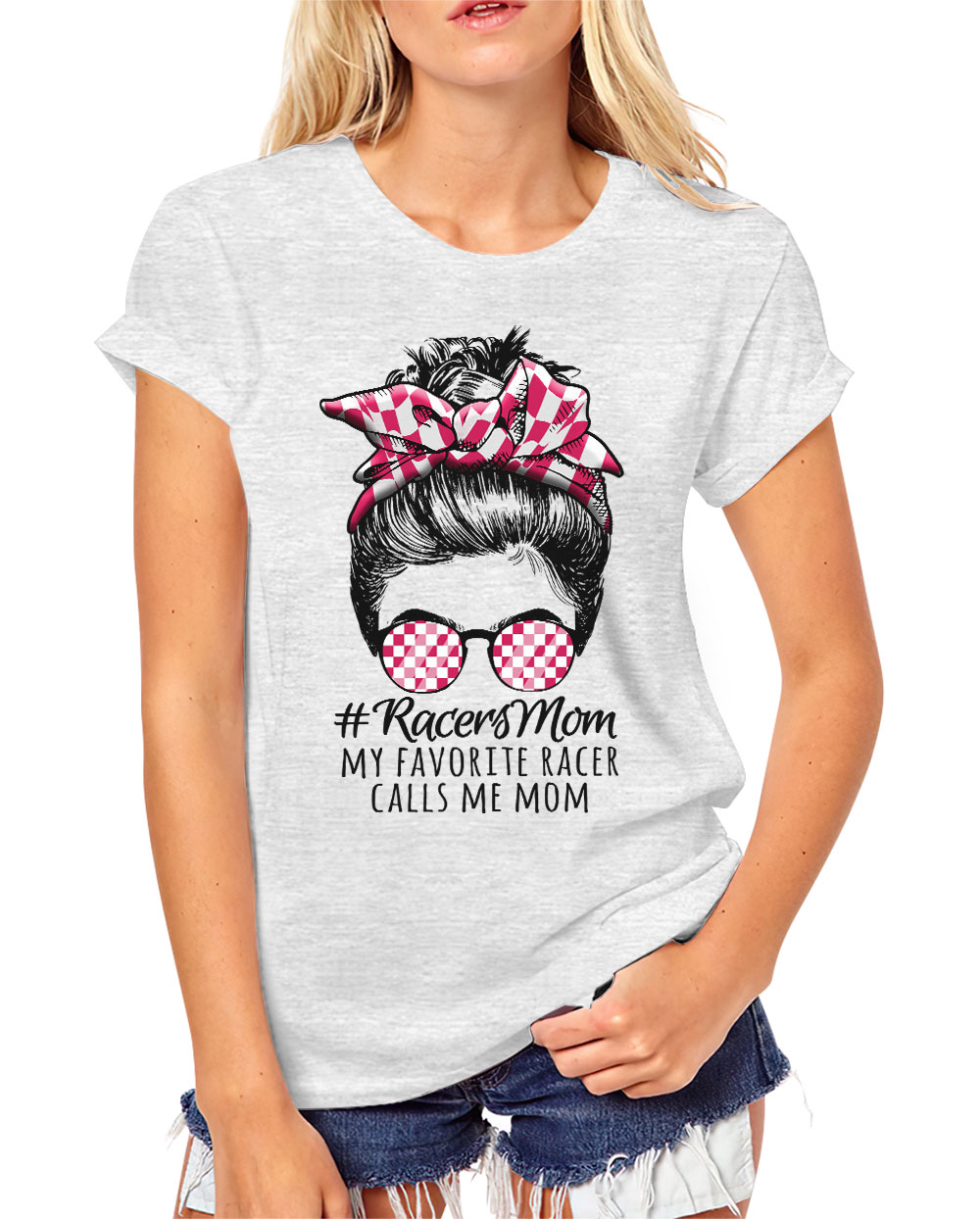 Waakzaam Zonsverduistering Alvast Women's Fashion T-Shirt – My Favorite Racer Calls Me Mom Racing Messy Bun  Mother's Day Gift Shirt – Crew Neck Short Sleeve – HomeWix