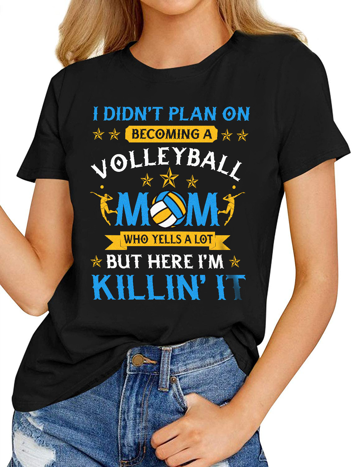 Women's Fashion T-Shirts – Becoming A Volleyball Mom And Killin It Mother Day Gift Shirt – Crew Short Sleeve – HomeWix