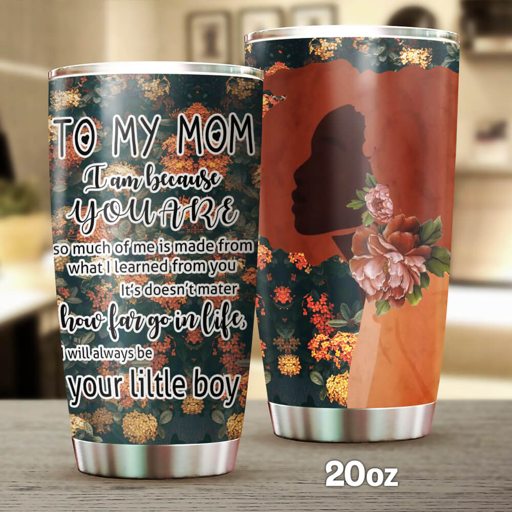 Roses Cup Black Tumbler Mothers Day Custom Made Handmade 