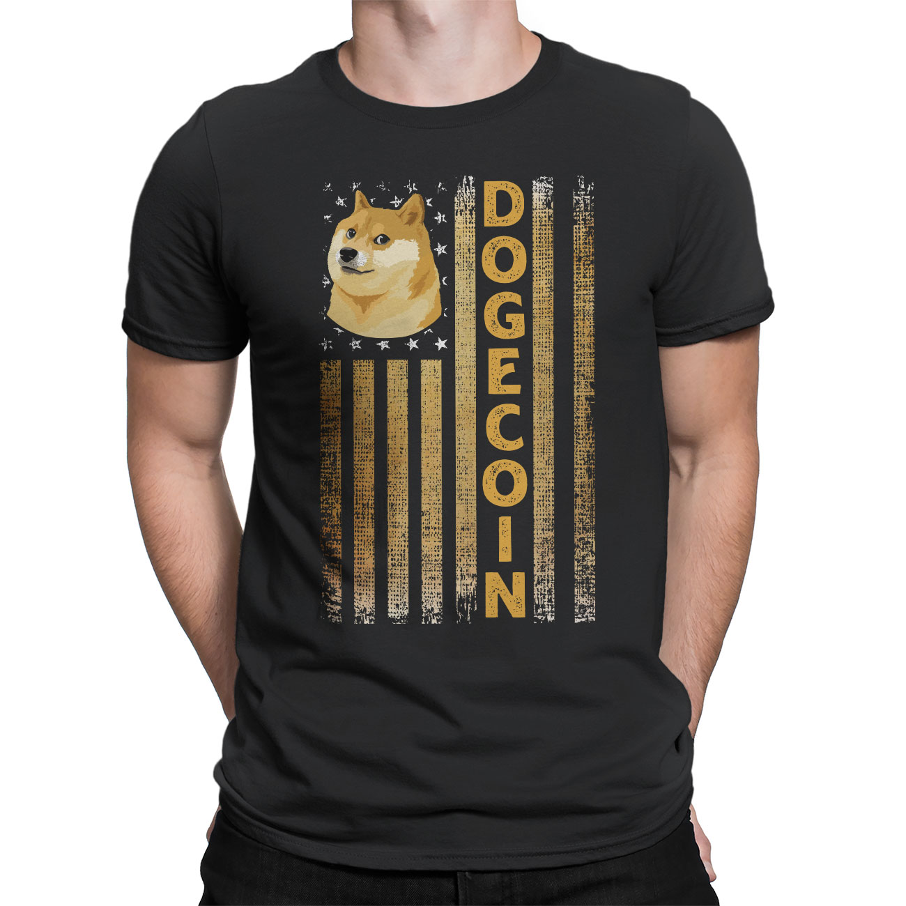 Graphics T-Shirts - DOGECOIN Gold Flag Doge Coin Crypto C ...