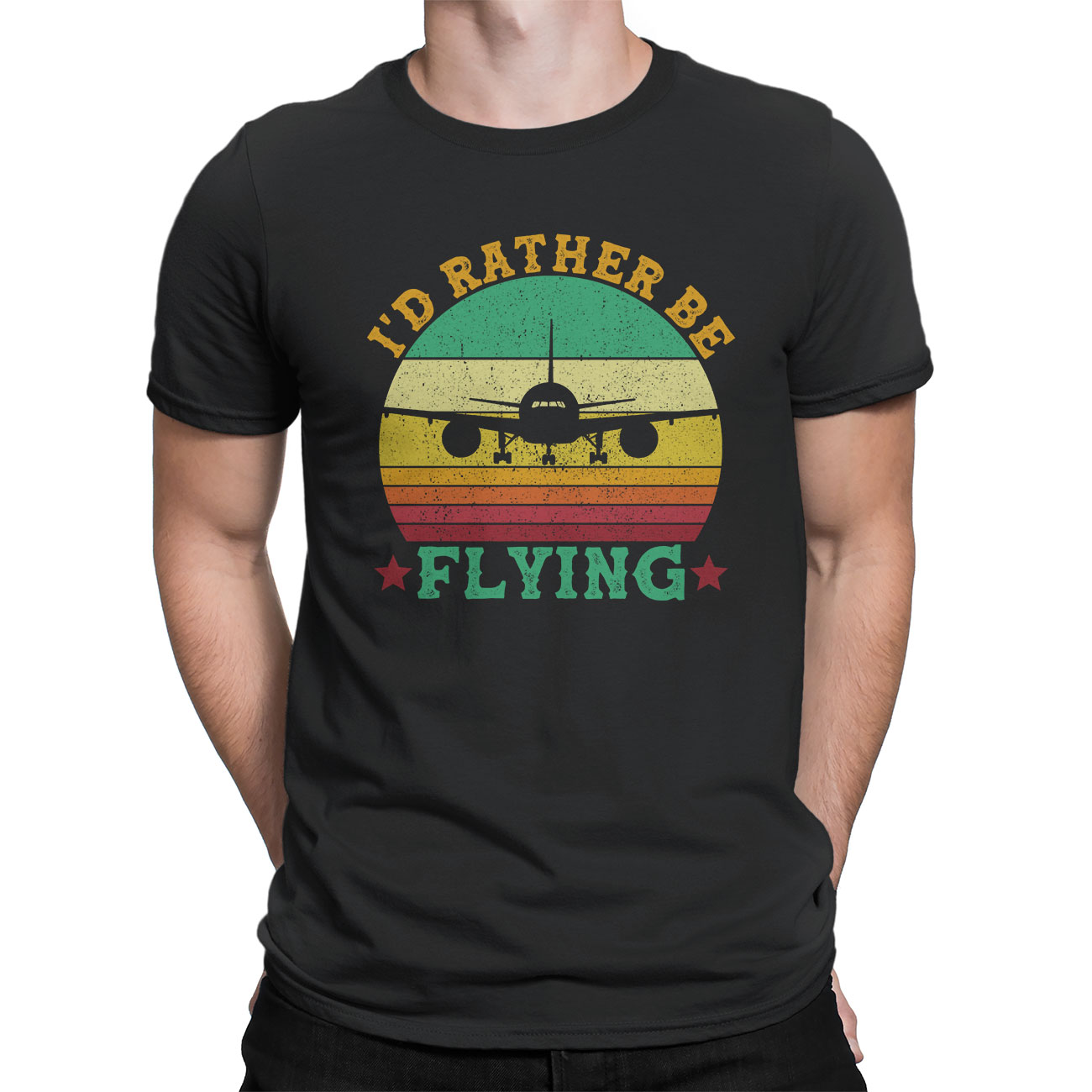 Vintage T-Shirts – Funny Pilot Shirt I’d Rather Be Flying Airplane ...