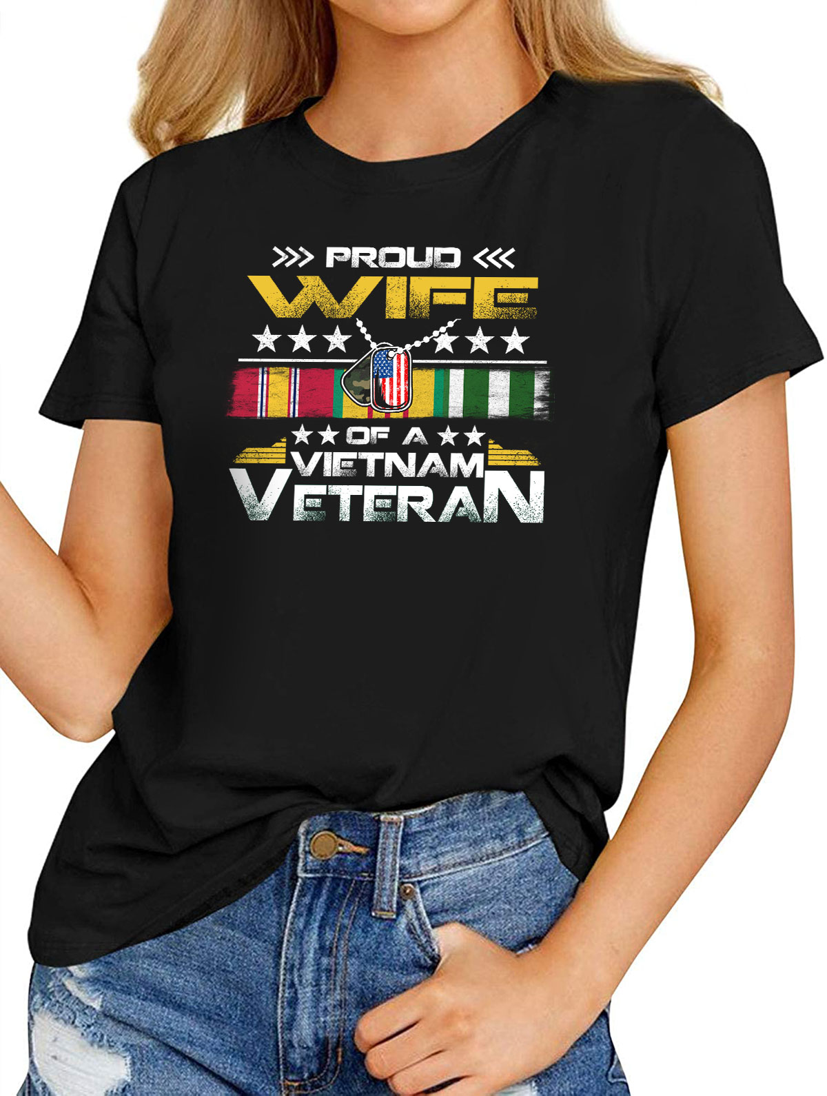 Women’s Fashion T-Shirts – Proud Wife Of A Vietnam Veteran My Husband ...