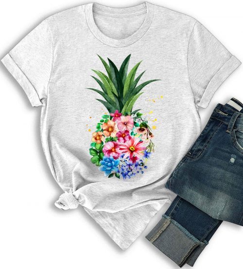 Flower Floral New Style Women Fashion Female Short Sleeve Ladies T