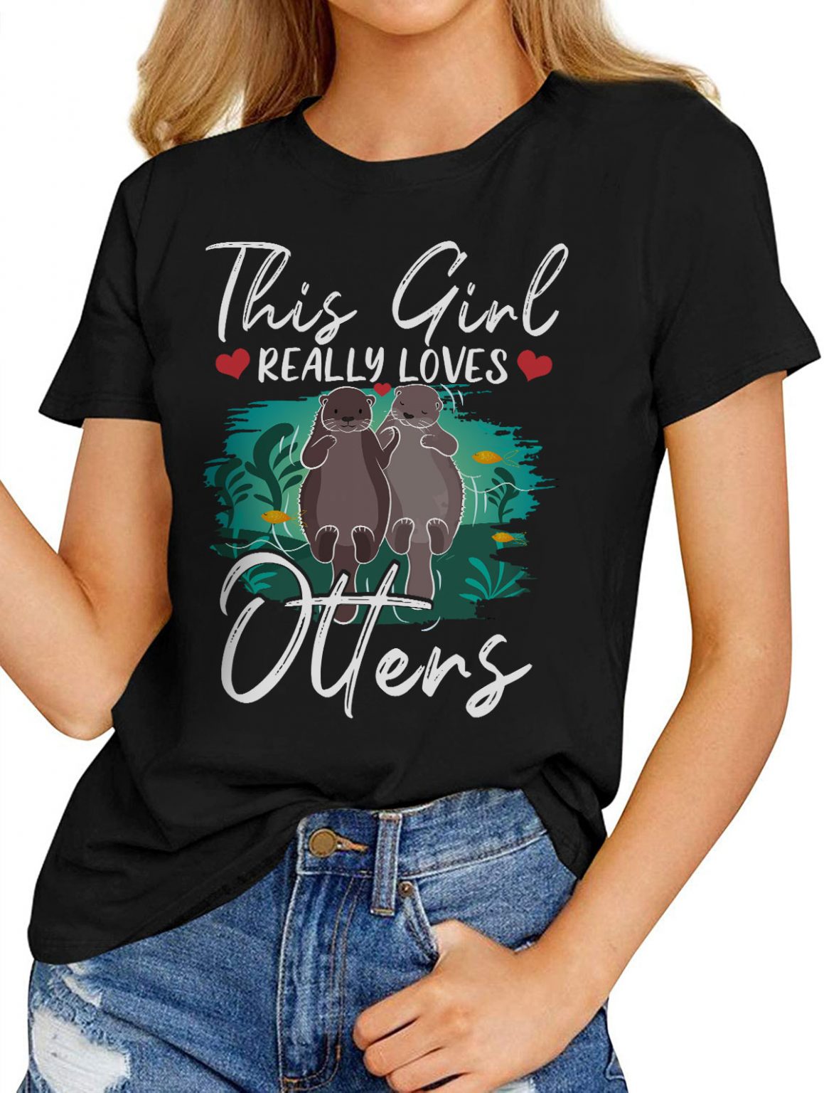 Women’s Fashion T-Shirts – This Girl Really Loves Otters Clothes Gift ...