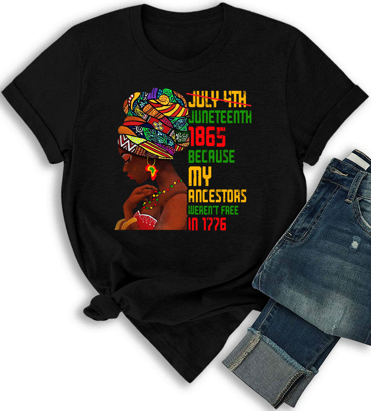 Women’s Fashion T-Shirts – July 4th Juneteenth 1865 Gift for African ...