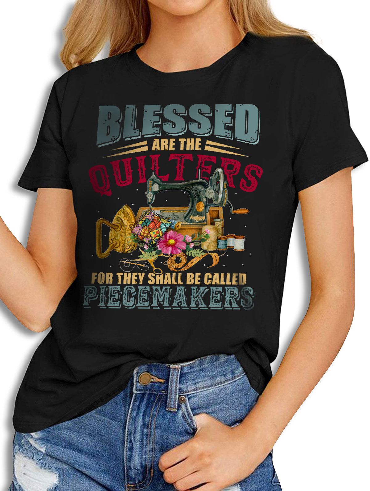 blessed are the quilters t shirt