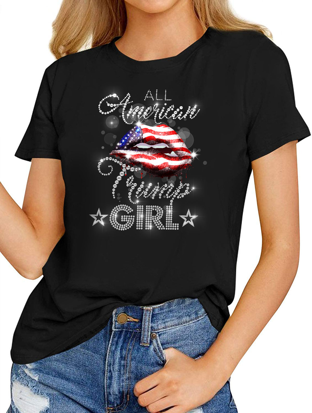 Women's Fashion T-Shirts – All American Trump Girl 4th July