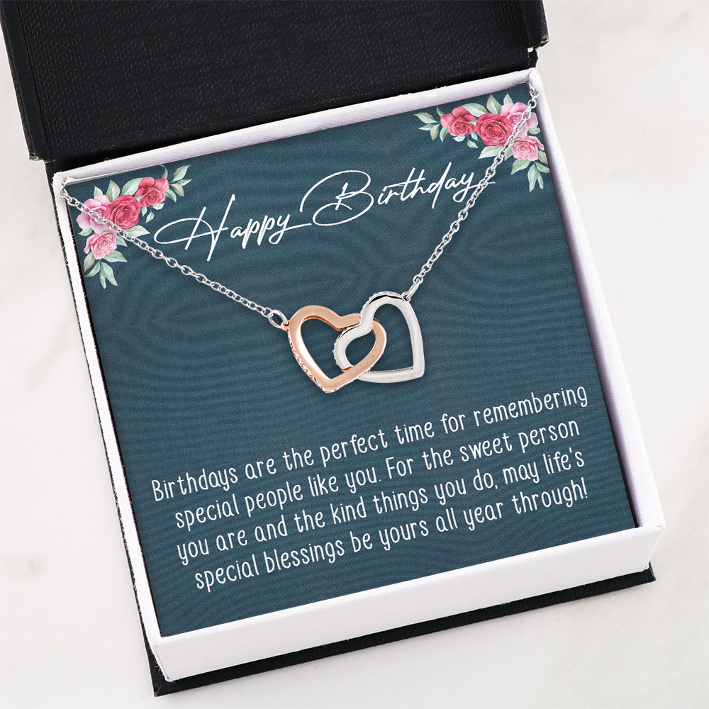 Happy Birthday Necklace – Interlocking Hearts Necklace B290 – HomeWix
