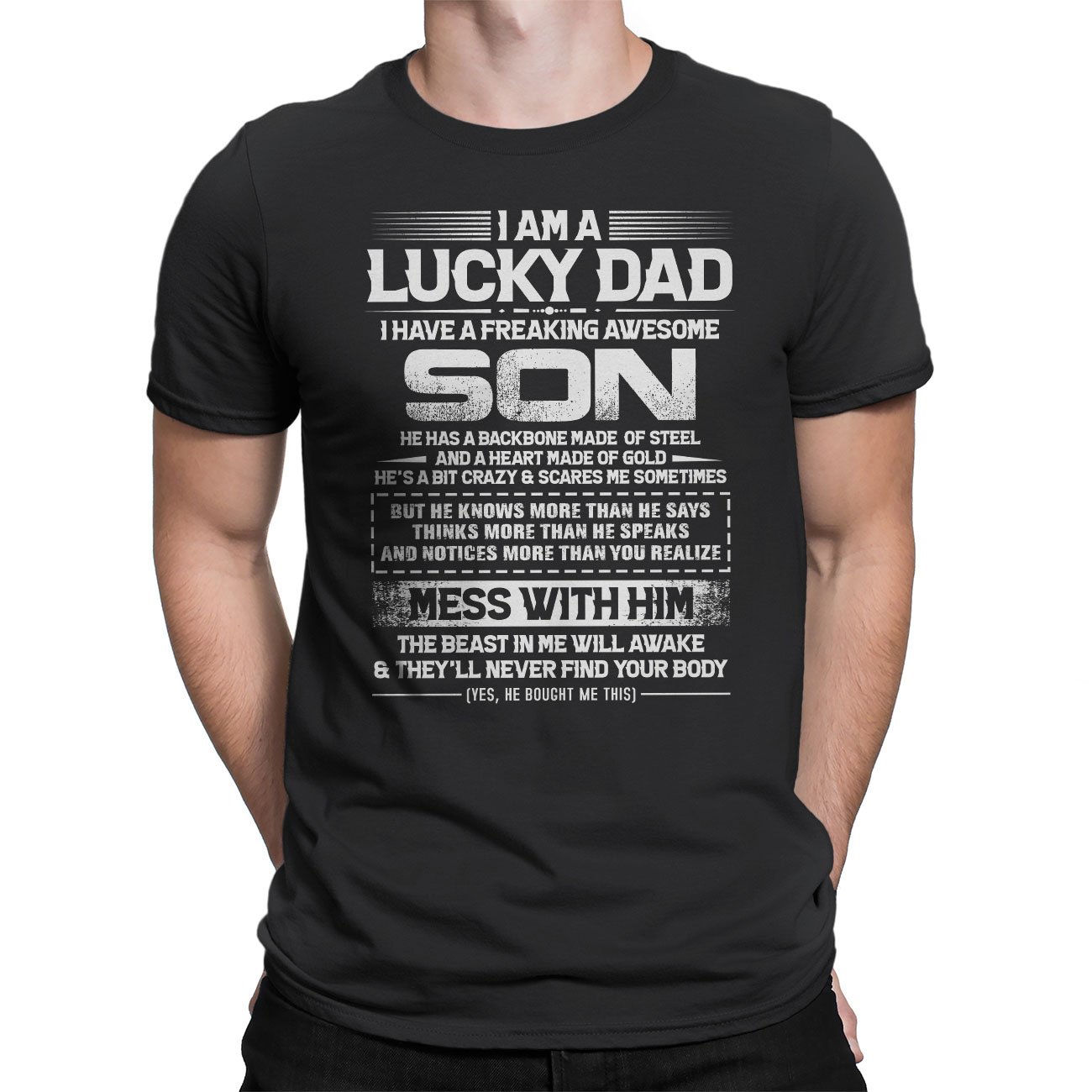 Men'S Classic T-Shirts – I'M A Lucky Dad I Have Awesome Son Funny Father  Son Father'S Day Gift Shirt – Crew Neck Short Sleeve – Homewix