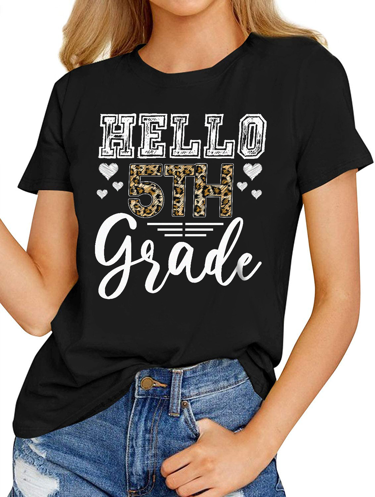 Women’s Fashion T-shirts – Hello Fifth Grade Back To School 1st Day 