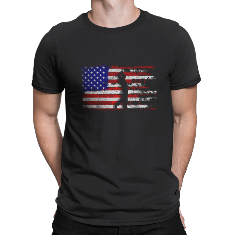 Graphics T-Shirts – American Flag Golf Shirt 4th July Patriotic Golfer ...