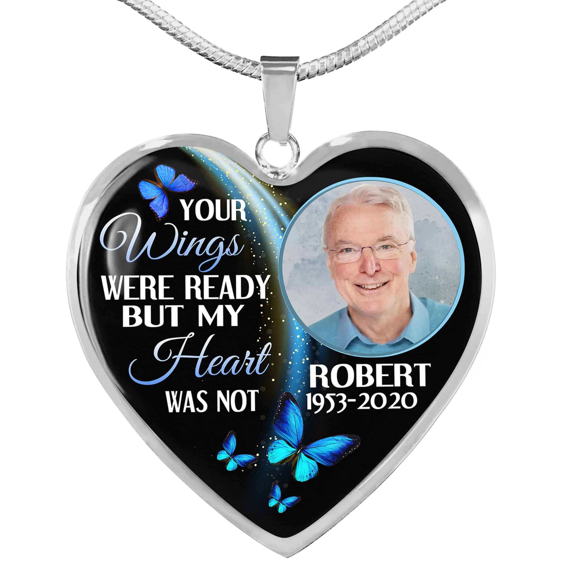 Personalized Memorial Necklace – Your Wings Were Ready Custom 