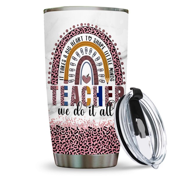 Teacher Life Leopard Version - Personalized Skinny Tumbler - Birthday Gift  For Teachers